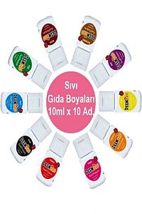 Gıda Boyası Seti 10 Adet 10 Renk 10 Ml X 10 Adet Su Bazlı Sıvı Gıda Boyaları 10 Lü Set ürün fotoğrafı