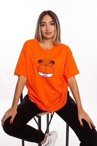 Baskılı Turuncu Oversize Unisex Tshirt ürün fotoğrafı