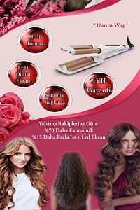 Jolvena Wag Tipi Su Dalgası Saç Maşası 16mm (ORJİNAL ÜRÜN) ürün fotoğrafı