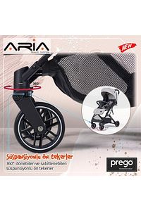 Aria Bej Hafif Tek Elle Katlanır Kabin Boy Travel Sistem Bebek Arabası + Yağmurluk + Çanta ürün fotoğrafı
