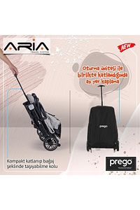 Aria Bej Hafif Tek Elle Katlanır Kabin Boy Travel Sistem Bebek Arabası + Yağmurluk + Çanta ürün fotoğrafı