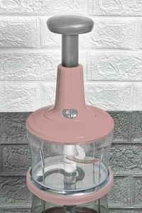 Büyük Paslanmaz Çelik Bıçaklı Karışık Renk Üstten Basmalı El Rondosu Blender Soğan Sebze Doğrayıcı ürün fotoğrafı