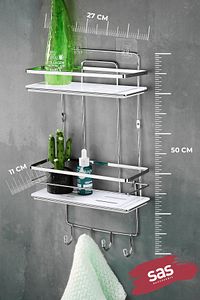 Yapışkanlı Ömür Boyu Paslanmaz Kristal Ayarlanabilir Raf Banyo Düzenleyici Şampuanlık Lş-02 Kbkk ürün fotoğrafı