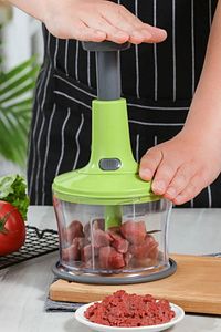 Büyük YEŞİL Paslanmaz Çelik Bıçaklı Üstten Basmalı El Rondosu Blender Soğan Sebze Doğrayıcı ürün fotoğrafı