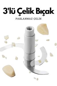 Büyük Paslanmaz Çelik Bıçaklı Karışık Renk Üstten Basmalı El Rondosu Blender Soğan Sebze Doğrayıcı ürün fotoğrafı