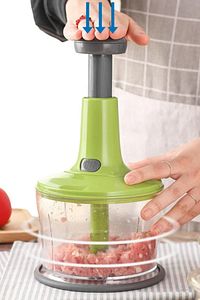 Büyük YEŞİL Paslanmaz Çelik Bıçaklı Üstten Basmalı El Rondosu Blender Soğan Sebze Doğrayıcı ürün fotoğrafı