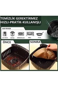 Her Modele Uyumlu Xl & Xxl 100 Adet Airfryer Pişirm Kağıdı - Hijyenik Yağlı Kağıt - Airfryer Ustası ürün fotoğrafı