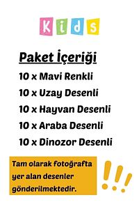 3-14 Yaş Erkek Çocuklar Için Telli 3 Katlı Renkli Desenli Meltblown Cerrahi Çocuk Maskesi Seti 50'li ürün fotoğrafı