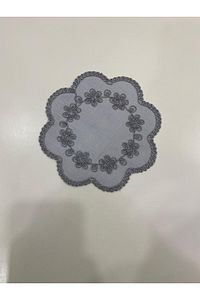 6 Adet Keten Kumaş Üzeri Kordone Nakışlı Kahve Yanı Sunum Peçetesi &amp; Bardak Altlığı ürün fotoğrafı