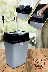 Mutfak Çöp Kovası Siyah - Askılı Çöp Kovası 5,5 L Vg-756-siyah ürün fotoğrafı