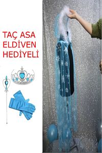 Karlar Ülkesi Frozen Elsa Pelerin Taç Asa Eldiven Karlar Ülkesi Doğum Günü Kapişonlu Pelerin ürün fotoğrafı