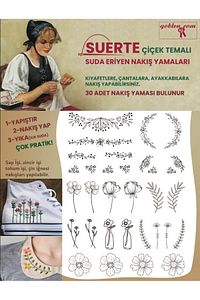 Suerte Yapışkanlı Suda Eriyen Nakış Yamaları, Çiçek Temalı 30ad. Nakış Etiketi, Suda Eriyen Tela ürün fotoğrafı