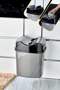 Mutfak Çöp Kovası Siyah - Askılı Çöp Kovası 5,5 L Vg-756-siyah ürün fotoğrafı