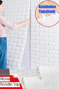50x7 Cm Beyaz Kendinden Yapışkanlı Duvar Kağıdı Esnek Köpük Paneli 3d Boyutlu Tuğla Desen ürün fotoğrafı