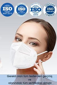 FFP2 Nr Meltblown Maske 5 Katlı Koruyucu Maske Her Biri Ayrı Ambajda Medikal Maske 100 Adet ürün fotoğrafı