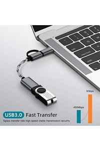 4901 Usb 3.0 Otg To Type C Micro Usb Data Şarj Çevirici Dönüştürücü Adaptör ürün fotoğrafı
