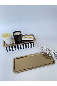 2'li Gold Dikdörtgen Servis Sunum Tepsisi No:1 ürün fotoğrafı