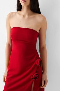 Çiçek detaylı bandeau mini elbise ürün fotoğrafı