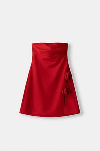 Çiçek detaylı bandeau mini elbise ürün fotoğrafı