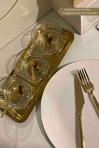 2'li Gold Dikdörtgen Servis Sunum Tepsisi No:1 ürün fotoğrafı