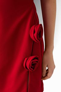 Çiçek detaylı bandeau mini elbise ürün fotoğrafı