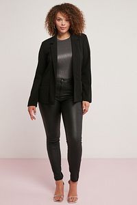 Jamıla Kadın Blazer Relaxed Denim Kumaş Tekli Siyah Büyük Beden Ceket ürün fotoğrafı