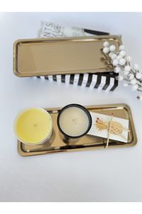 2'li Gold Dikdörtgen Servis Sunum Tepsisi No:1 ürün fotoğrafı