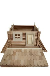 3 Boyutlu Eğitici Ahşap Yapboz Ev (3D PUZZLE) El Yapımı Tuğla Desen Çatılı ürün fotoğrafı