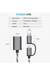 4901 Usb 3.0 Otg To Type C Micro Usb Data Şarj Çevirici Dönüştürücü Adaptör ürün fotoğrafı