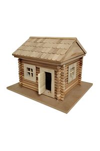 3 Boyutlu Eğitici Ahşap Yapboz Ev (3D PUZZLE) El Yapımı Tuğla Desen Çatılı ürün fotoğrafı