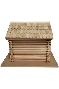 3 Boyutlu Eğitici Ahşap Yapboz Ev (3D PUZZLE) El Yapımı Tuğla Desen Çatılı ürün fotoğrafı