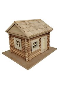 3 Boyutlu Eğitici Ahşap Yapboz Ev (3D PUZZLE) El Yapımı Tuğla Desen Çatılı ürün fotoğrafı