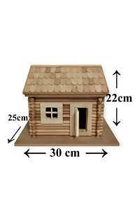 3 Boyutlu Eğitici Ahşap Yapboz Ev (3D PUZZLE) El Yapımı Tuğla Desen Çatılı ürün fotoğrafı