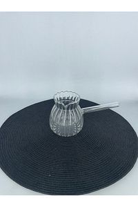Borasilikat Cam Lüx Cezve 450 ml Oluklu Ateşe Dayanıklı Cam Cezve ürün fotoğrafı