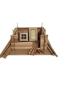 3 Boyutlu Eğitici Ahşap Yapboz Ev (3D PUZZLE) El Yapımı Tuğla Desen Çatılı ürün fotoğrafı