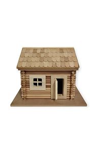 3 Boyutlu Eğitici Ahşap Yapboz Ev (3D PUZZLE) El Yapımı Tuğla Desen Çatılı ürün fotoğrafı