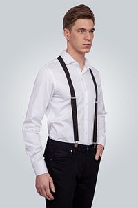 Erkek Düz Ince Siyah Pantolon Askısı ürün fotoğrafı