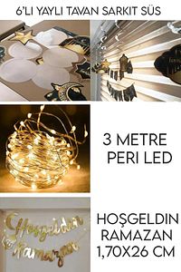 Led Işıklı Hoşgeldin Ramazan Yazısı Ramazan Bayramı Tavan Süsü 11 Ayın Sultanı Dini Süsleme Süs Seti ürün fotoğrafı