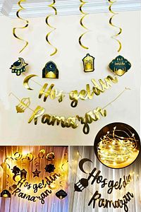 Led Işıklı Hoşgeldin Ramazan Yazısı Ramazan Bayramı Tavan Süsü 11 Ayın Sultanı Dini Süsleme Süs Seti ürün fotoğrafı
