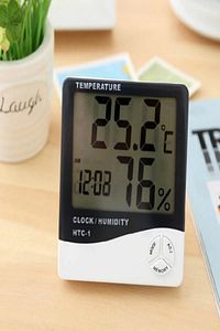 Dijital Lcd Ekran Termometre Duvar Masaya Uygun Nem Ölçer Saat Derece Termostat Higrometre ürün fotoğrafı