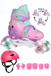 Dört Tekeri Işıklı Çocuk Paten Kask Dizlik Dirseklik Setli ,taşıma Çantalı ürün fotoğrafı