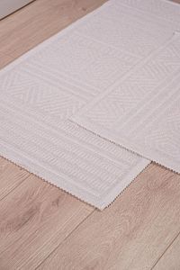 Hat Doğal Pamuklu 2'li Banyo Paspas Seti 60x100 50x60 Cm - Ekru ürün fotoğrafı