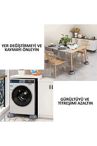 Çamaşır Bulaşık Makinesi Ayağı Altlığı Titreşim Önleyici Ayak Kaydırmaz Yükseltici Vantuzlu 4 Adet ürün fotoğrafı