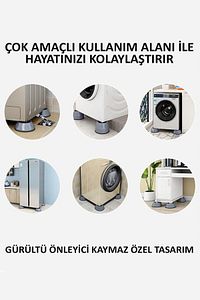 Çamaşır Bulaşık Makinesi Ayağı Altlığı Titreşim Önleyici Ayak Kaydırmaz Yükseltici Vantuzlu 4 Adet ürün fotoğrafı