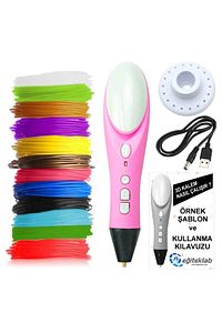 NEW PEMBE Renk 3D Pen Kalem Yazıcı ve 100 metre PLA Filament (25 renk x 4 metre) ürün fotoğrafı