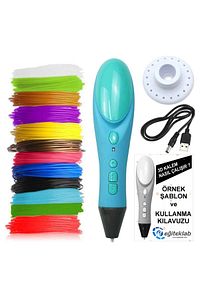 NEW MAVİ Renk 3D Pen Kalem Yazıcı ve 25 metre PLA Filament (25 renk x 1 metre) ürün fotoğrafı
