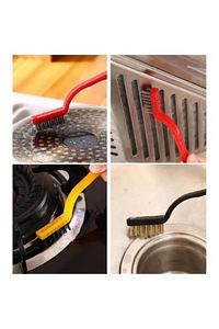 3 Adet Ocak Fırın Mangal Izgara Airfryer Temizliği Tel Pas Sökme Fırçası 3lü Yağ Temizleme Fırçası ürün fotoğrafı