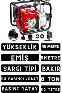 Alman V-tec Motor 9000 Yüksek Basınç Bakır Sargılı 3 Inc Benzinli Su Motoru Yakıt Cimrisi ürün fotoğrafı