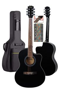 Xc-200bk Kesik Kasa Siyah Akustik Gitar 4/4 Yetişkin Boy (STAND ÇANTA TUNER CAPO ASKI PENA) ürün fotoğrafı