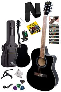 Xc-200bk Kesik Kasa Siyah Akustik Gitar 4/4 Yetişkin Boy (STAND ÇANTA TUNER CAPO ASKI PENA) ürün fotoğrafı